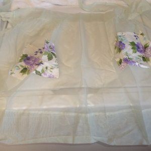 Vintage half apron mint green shear purple flowers